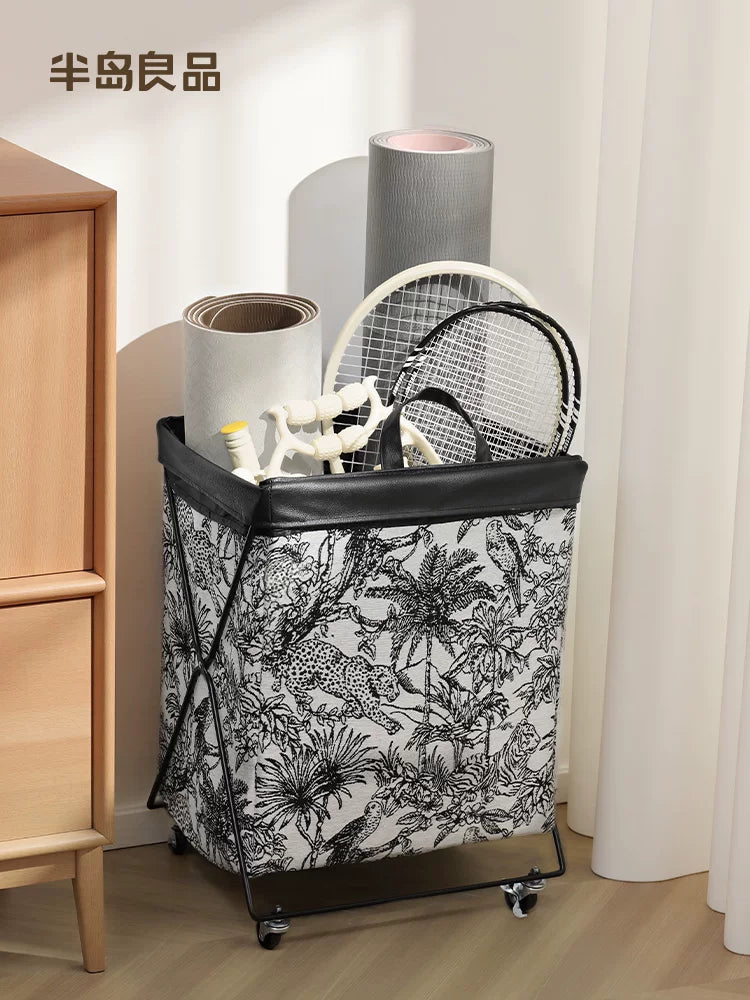 Yoga mat storage basket for home large-capacity movable gym equipment storage frame sports tool shelf