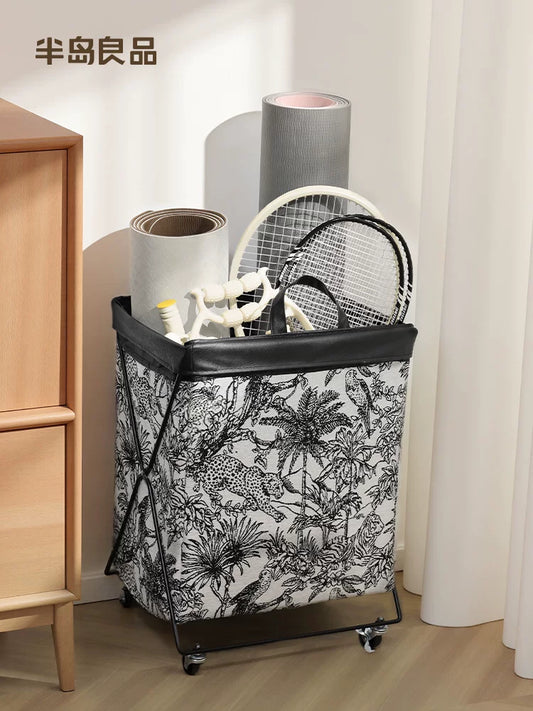 Yoga mat storage basket for home large-capacity movable gym equipment storage frame sports tool shelf