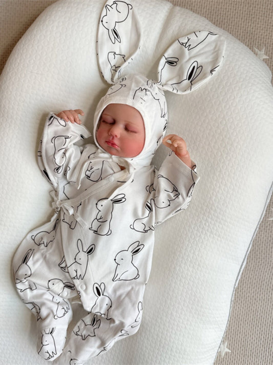 Year of the rabbit clothes, baby clothes, baby newborn, 52 yards, 59 yards, 66 yards, two months baby clothes with feet