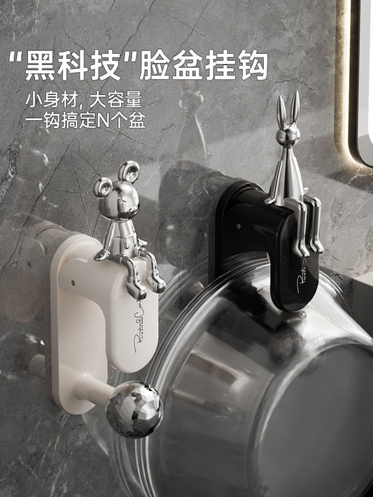 Basin hook, no punching hole, bathroom bathroom, traceless toilet, bathtub storage artifact, strong load-bearing wall-mounted storage rack