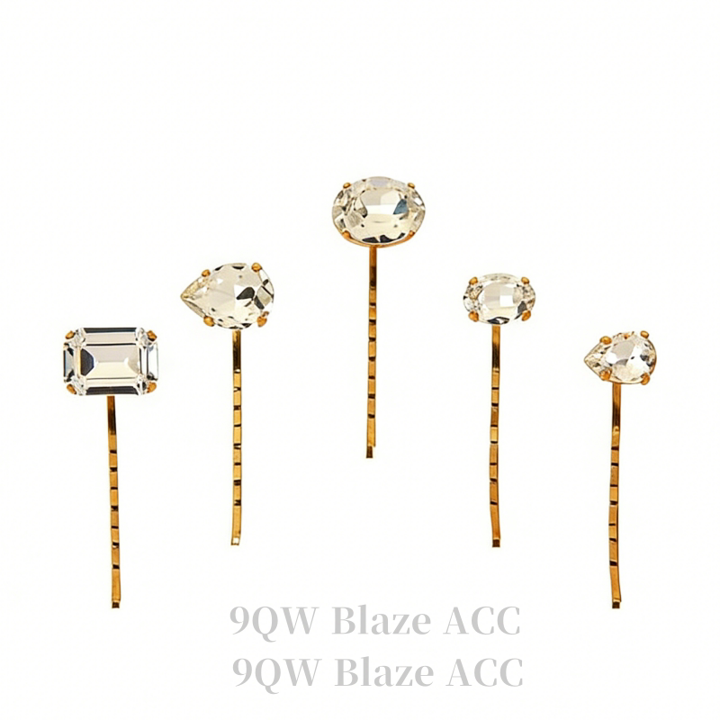 9QW European and American ins trend simple transparent crystal diamond hairpin side bangs clip bridal versatile hairpin new model
