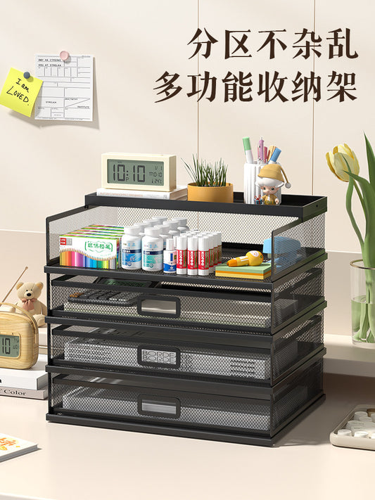 A3A4 Office Desktop File Shelf, Metal File Frame, Multi-layer Drawer Storage Shelf, Iron Folder Shelf, Storage Box, Bookcase, Information Shelf, Document Office, Book Stand, File Shelf, Shelf