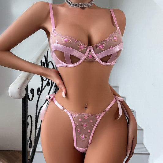 Coco Witch Pure Desire Fashion Thin Lace Seduction Charming Sexy Bra Underwire Gathering See-Through Lingerie Set