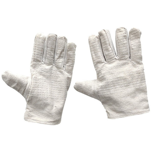 Full canvas thickened wear-resistant canvas gloves 24 lines white armor cloth lined welder cotton canvas labor protection gloves