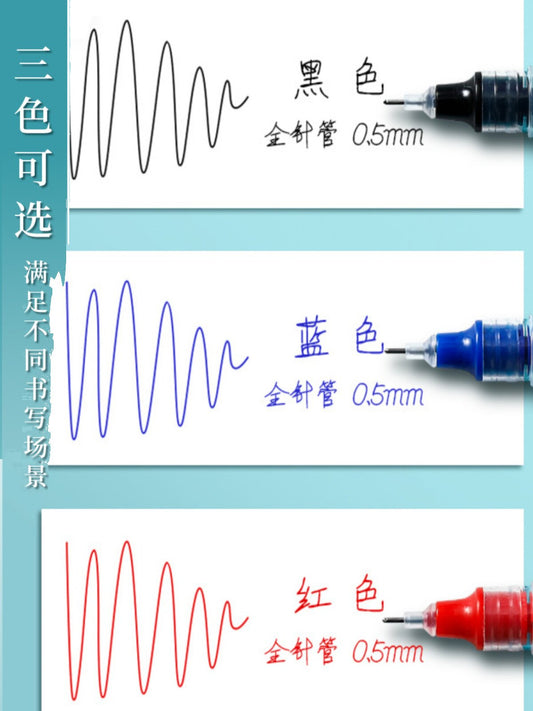 Large capacity gel pen for graduate school entrance examination transparent pen black pen quick drying straight liquid rollerball pen full needle tube 0.5mm black pen exam pen office signature pen for students homework carbon ink black pen