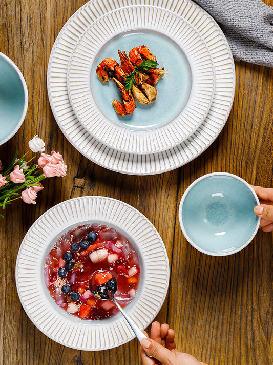 Creative ceramic tableware, European minimalist western food steak plate, straw hat bowl, household rice bowl, flat plate, small fresh dish plate