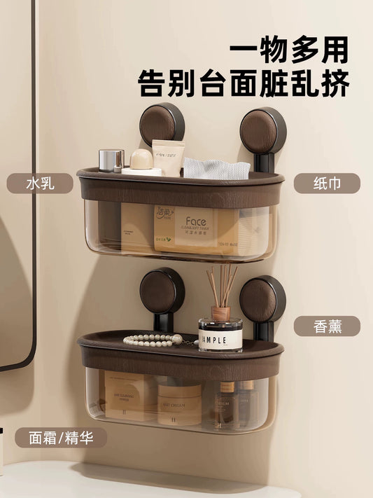 Bathroom shelf free punching suction cup bathroom wall storage waste face towel drainage paper towel storage box Y