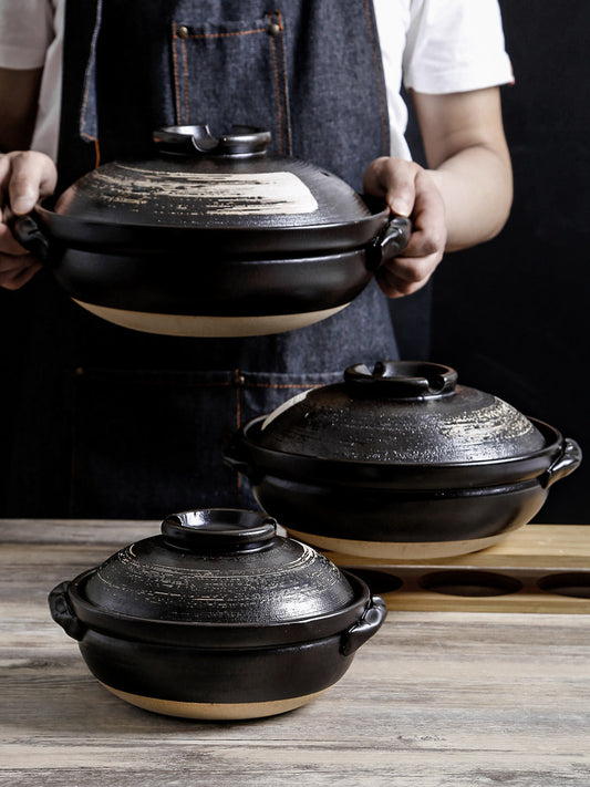 Japanese-style clay pot, claypot, rice pot, soup, stewed rice pot, household gas pot, high-temperature resistant direct fire, special stoneware stewed soup casserole