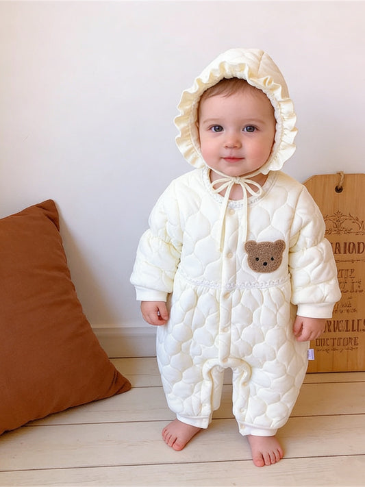 Korean version baby baby winter wear, baby girl, newborn baby, full moon, 100 days warm cotton clothing, net celebrity foreign style, 0-6 month clothes