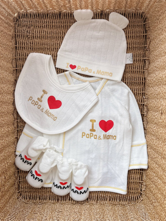 I love mom and dad, newborn baby clothes, 0-3 month tops, class A spring and autumn, newborn baby half back, boneless