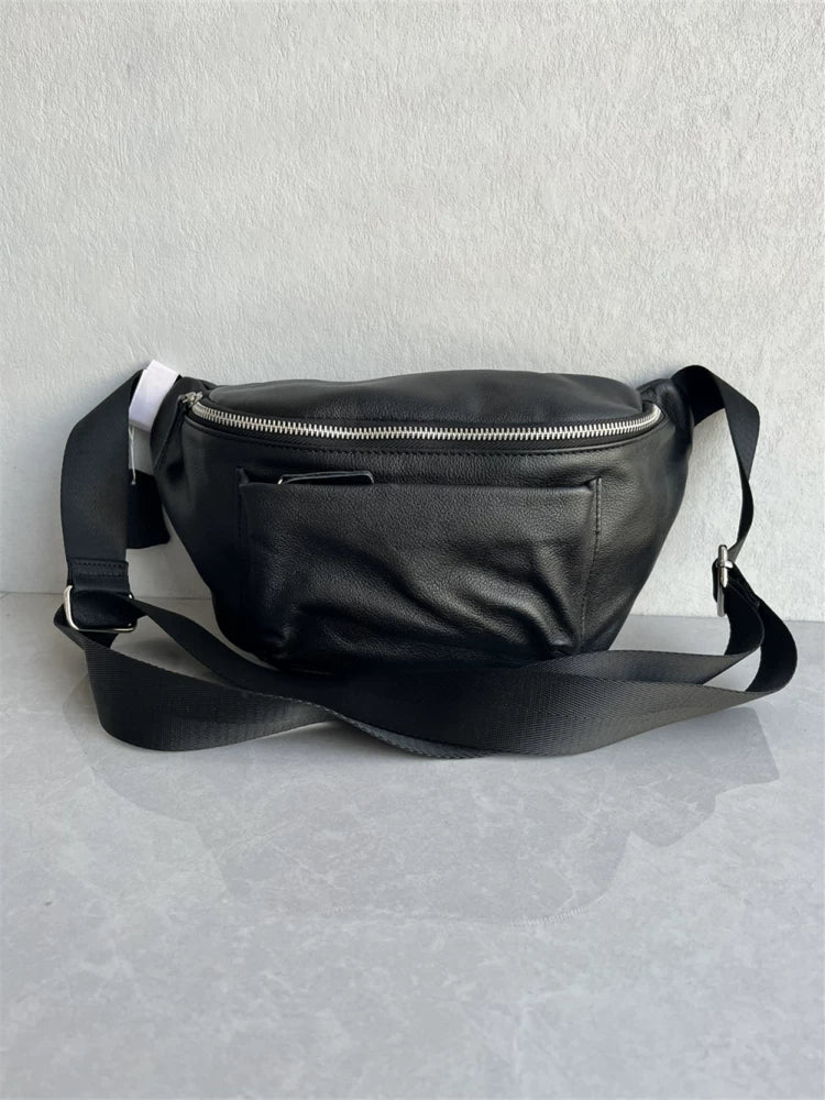 Foreign trade factory tail goods top layer cowhide women's chest bag casual simple fashion leather waist bag one-shoulder crossbody women's bag