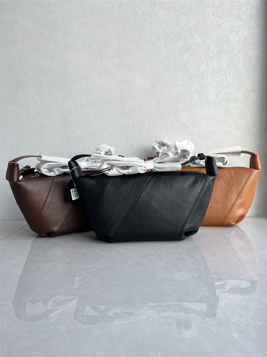 Counter quality top-layer vegetable-tanned cowhide croissant bag simple, fashionable, versatile, high-end sense of luxury light luxury one-shoulder crossbody women's bag