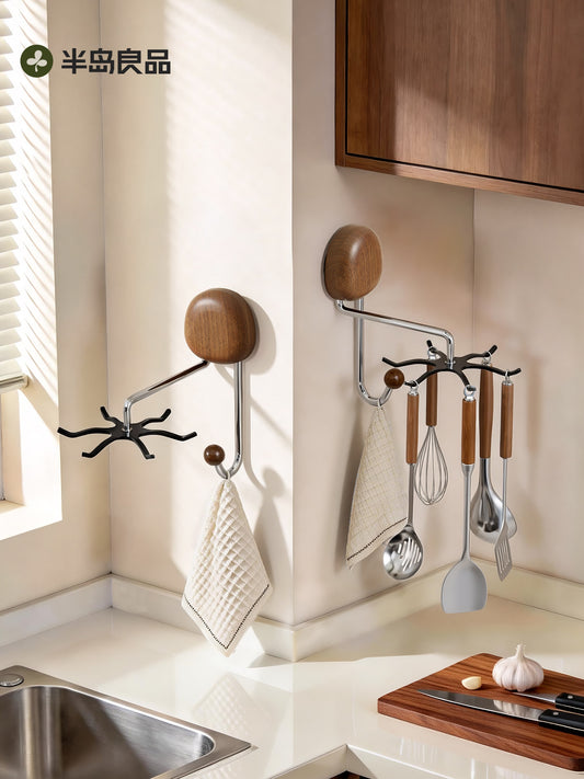 Kitchen Wall Mounted Squadron Shelf No-Punch Spoon Multifunctional Stainless Steel Corner Rag Draining Rack