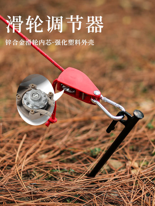 [4 set] outdoor pulley adjuster tent binding rope thickened lifting pulley reflective wind rope