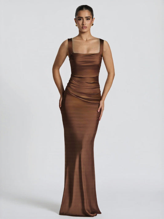 French retro waist-cinching long skirt to ankle maxi slimming and high-temperament sexy dress adult dress skirt