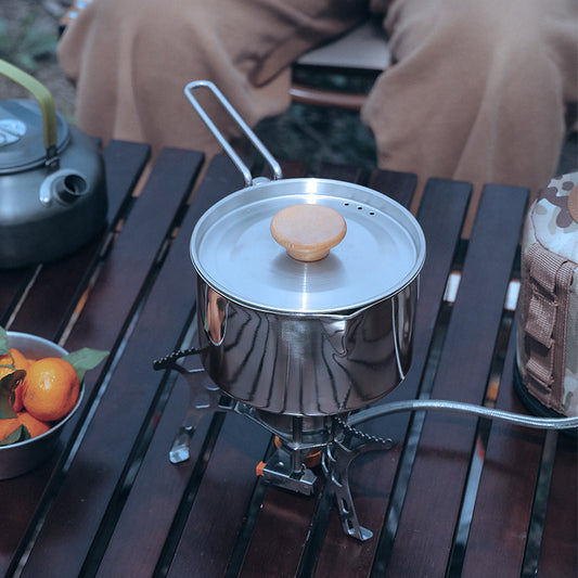 Outdoor kettle 304 stainless steel instant noodle pot multi-function detachable handle camping picnic soup pot send storage bag