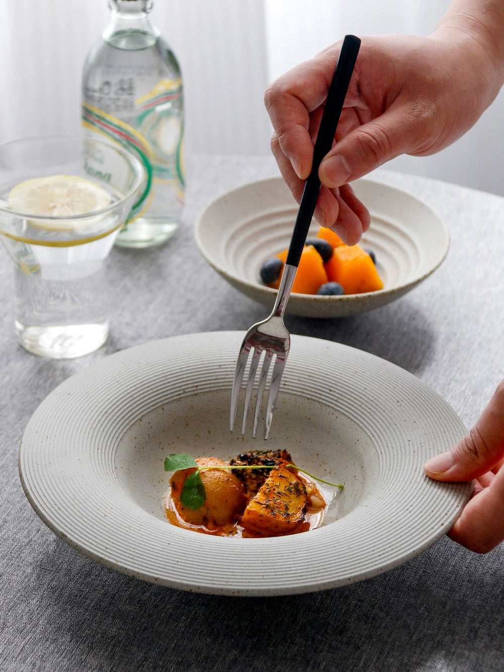 OMK Vintage Straw Hat Plate High-end Restaurant Tableware Western Pasta Bisque Plate Household High-Value Deep Vegetable Plate