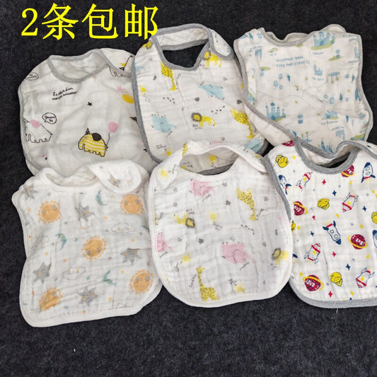 Export muslin cotton six-layer gauze saliva towel bib combed cotton U-shaped baby bib soft and absorbent