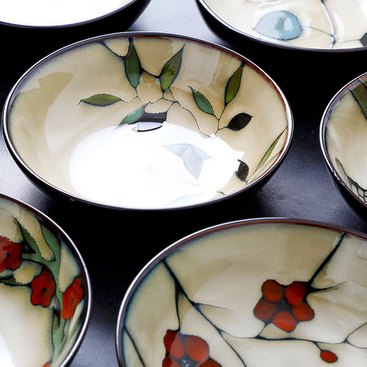 Japanese noodle bowl creative ceramic fruit salad bowl underglaze color soup bowl good-looking bowl dessert bowl kiln glaze bowl