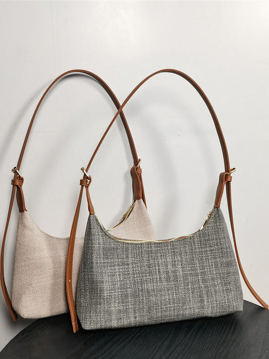 One shoulder underarm bag crescent bag women's commuter lightweight and versatile large capacity crossbody bag casual baguette bag canvas bag