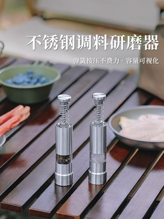 Outdoor pepper grinder, coffee powder seasoning, shiatsu, stainless steel grinding, manual grinding, equipment peppercorn grinder