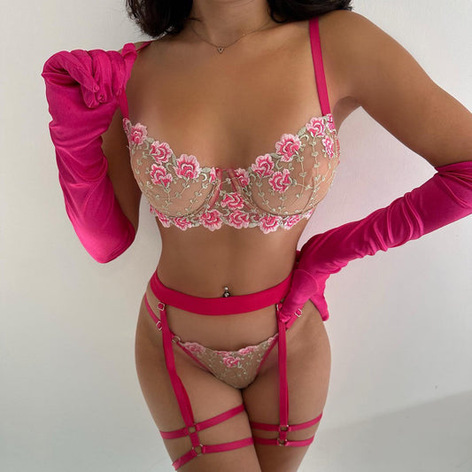 [Coco Witch] Rose has an appointment! Sexy pure desire style lace embroidery hollow mood gathering underwear set