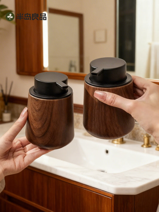 Peninsula good walnut wood grain press-type foaming bottle, shower gel aerator, shampoo, foam bottle, hand sanitizer bottle