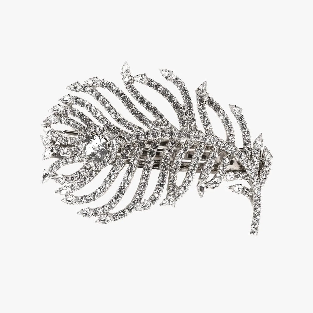 9QW flash light luxury high-end feather headdress, super fairy, high-value high-end hair accessories, elastic clip hairpin on the back of the head