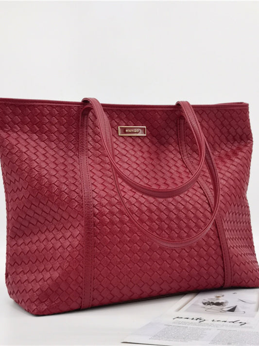 Red Bag Female Wedding Bridal Bag Niche Wedding Bag Women's Large Capacity Handbag Woven Soft Leather One Shoulder Tote Bag