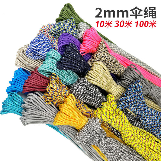 2mm umbrella rope bracelet braided wire DIY bracelet thin round rope accessories woven material 30 meters 100 meters