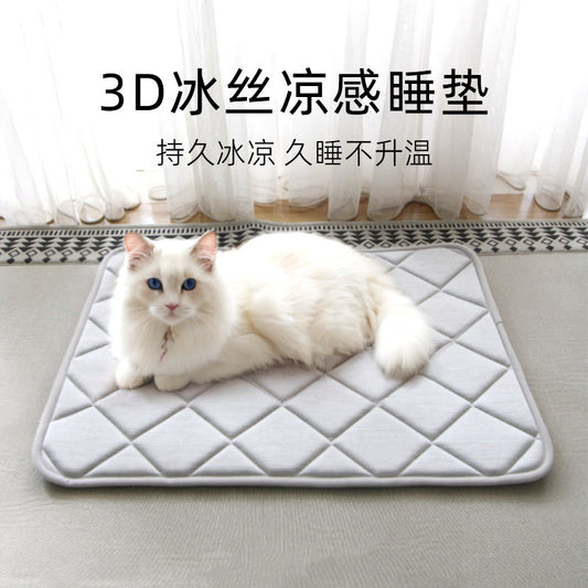 Cat nest summer mat ice mat Japanese style cooling ice silk sleeping mat can be removed and washed, summer cat cooling and sleeping cat bed