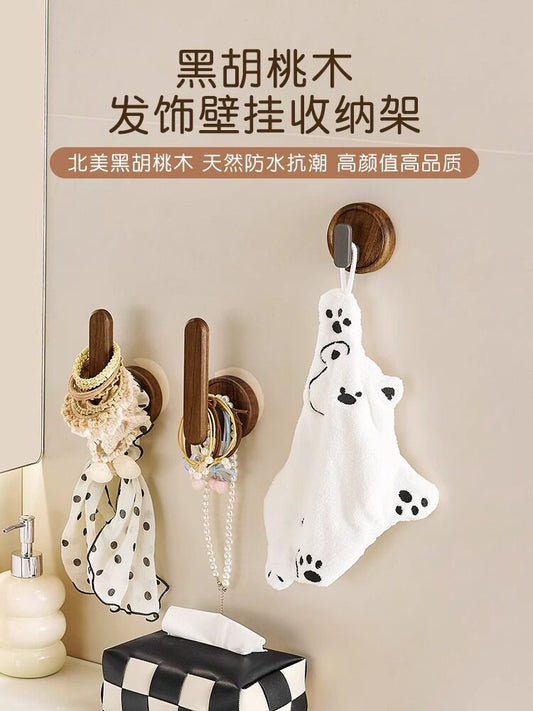 Walnut scrunchie storage special hook bathroom headband storage artifact hair rope storage rack rubber band sticky hook Y