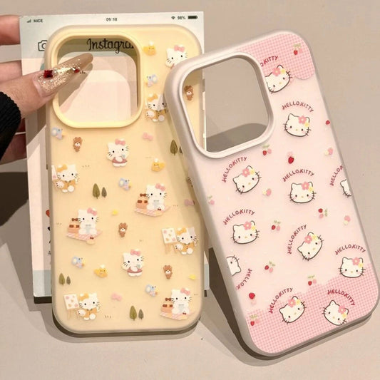 ins Korean style kitty cat for apple 17promax phone case 16 15pro cartoon 14 13 11 jelly