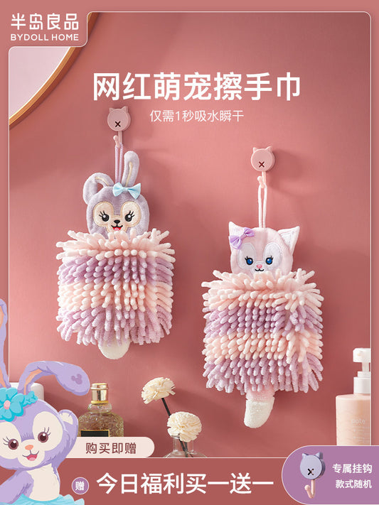 Hand towel hangable kitchen chenille ball toilet absorbent thickened cartoon cute quick-drying cloth hand handkerchief
