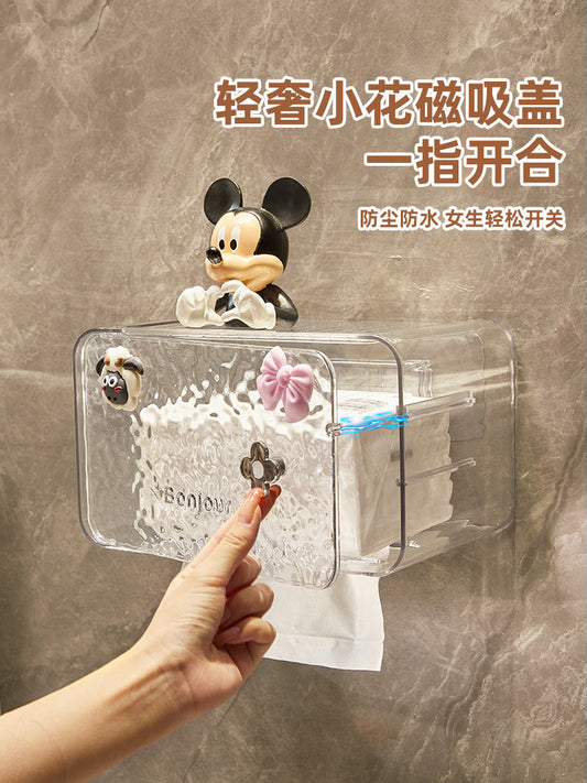 Wash towel storage box, tissue box, wall mounted kitchen, toilet, toilet, bathroom, toilet paper, light luxury transparent paper drawer box
