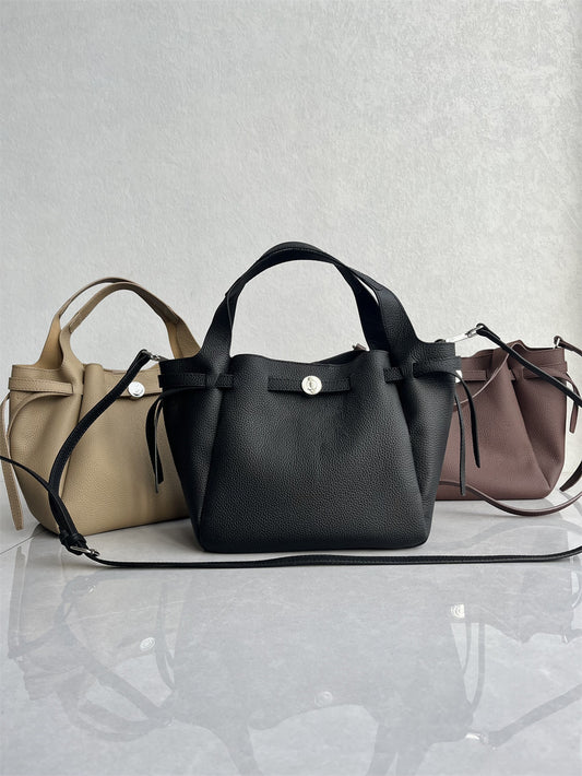 Export foreign trade tail goods first layer cowhide handbag basket bag fashion and versatile new popular one-shoulder crossbody women's bag