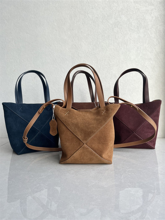 This year's popular frosted top layer cowhide geometric bucket bag fashionable and versatile high-end commuter leather one-shoulder crossbody women