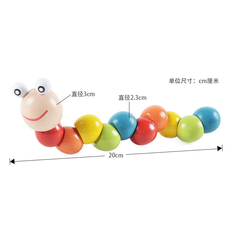 Finger toys, colorful twisting insects, wooden caterpillars, animal dolls, wooden educational toys for children