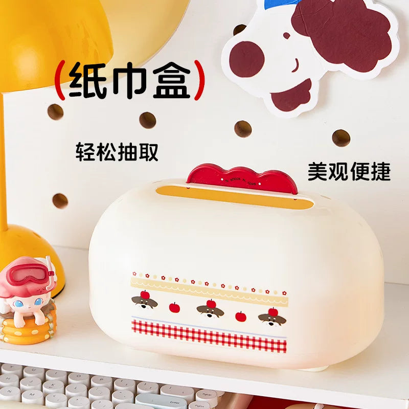 2026 New Drawer Box Cute Cartoon Puppy Tissue Box Desktop Storage Box Children's Room Organizer Storage Box