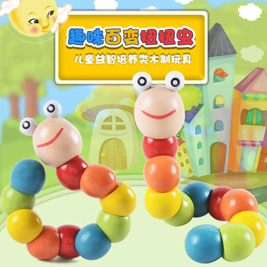 Finger toys, colorful twisting insects, wooden caterpillars, animal dolls, wooden educational toys for children