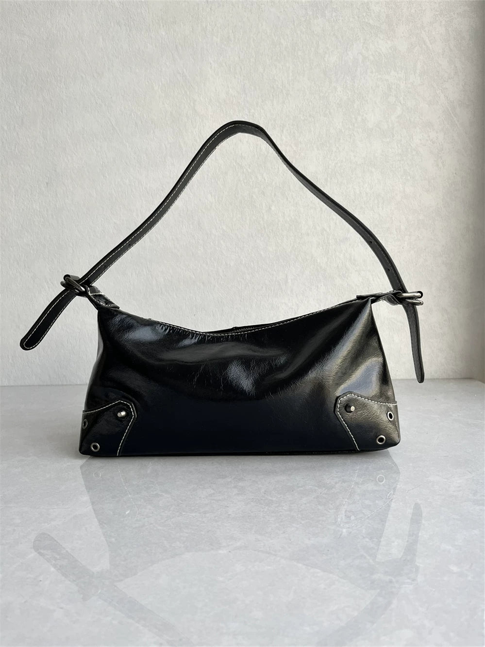 Foreign trade factory tail order high quality top layer oil wax cowhide underarm bag fashionable and versatile high-end one-shoulder women's bag