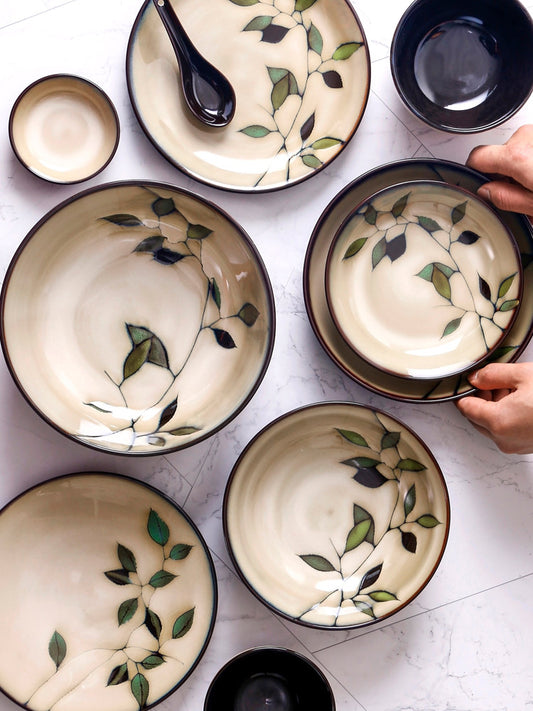 Japanese ceramic tableware set creative home plate dishes hand-painted rice bowl soup bowl noodle bowl rice plate salad bowl