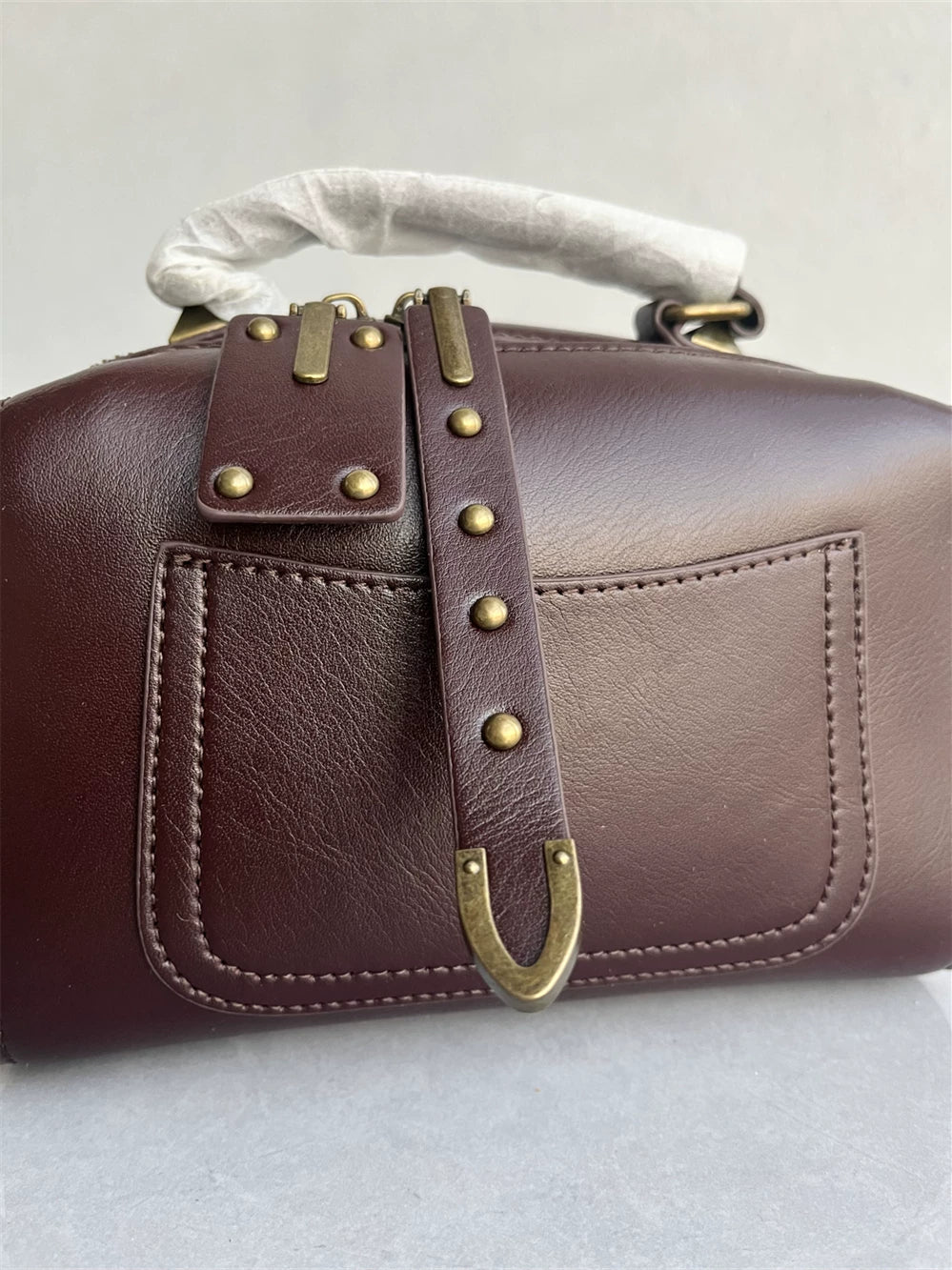Foreign trade export new top-layer cowhide pillowcase fashion and versatile retro high-end leather shoulder crossbody women's bag