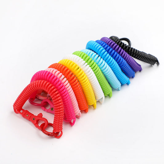 Anti-telephone cord DIY cartoon lanyard keychain access control card plastic spring rope keychain telescopic bungee cord