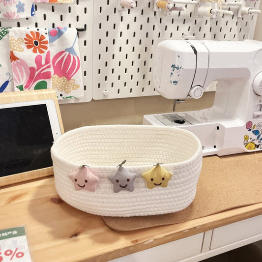 Cartoon storage basket, woven basket, cotton thread basket, desktop storage box, underwear sundries organizer, snack basket storage box