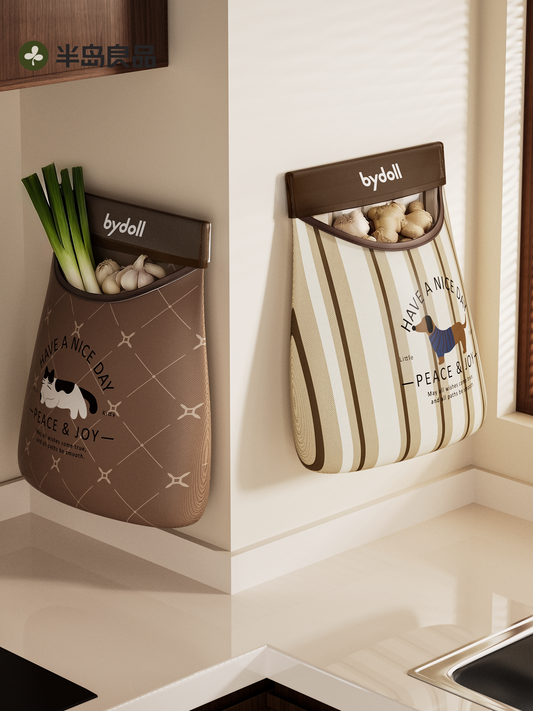 Peninsula Liangpin fruit and vegetable onion, ginger and garlic storage bag, kitchen hanging bag, garlic onion storage artifact, wall hanging breathable mesh pocket