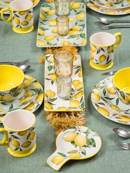 OMK Creative Lemon Plate Instagram Style Home Dish Plate Thai Restaurant Dinner Plate Round Ceramic Fruit Salad Plate
