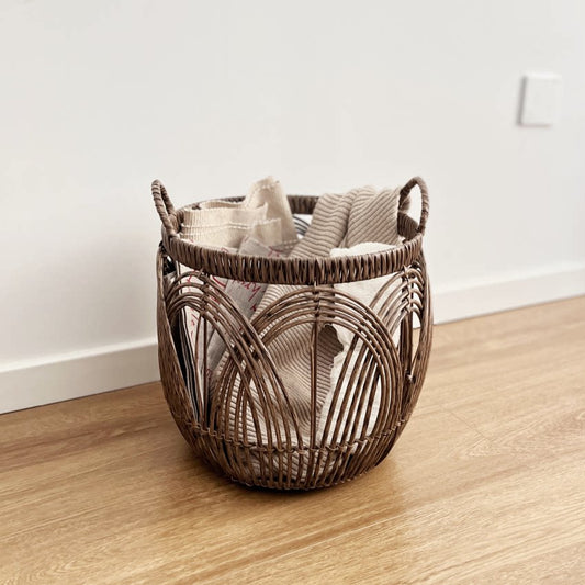 Vintage imitation rattan storage basket woven basket household car snack storage basket miscellaneous clothes basket dirty clothes basket dirty clothes basket dirty clothes basket