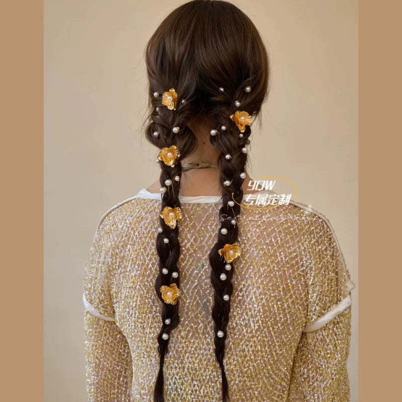 9QW homemade French ins style daily embellishment updo hair small hair hairpin flower hairpin versatile high-end styling accessories