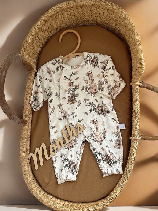 Newborn baby jumpsuit pure cotton A floral long sleeve crawling suit girl baby full moon hundred days boneless spring and autumn ha clothes